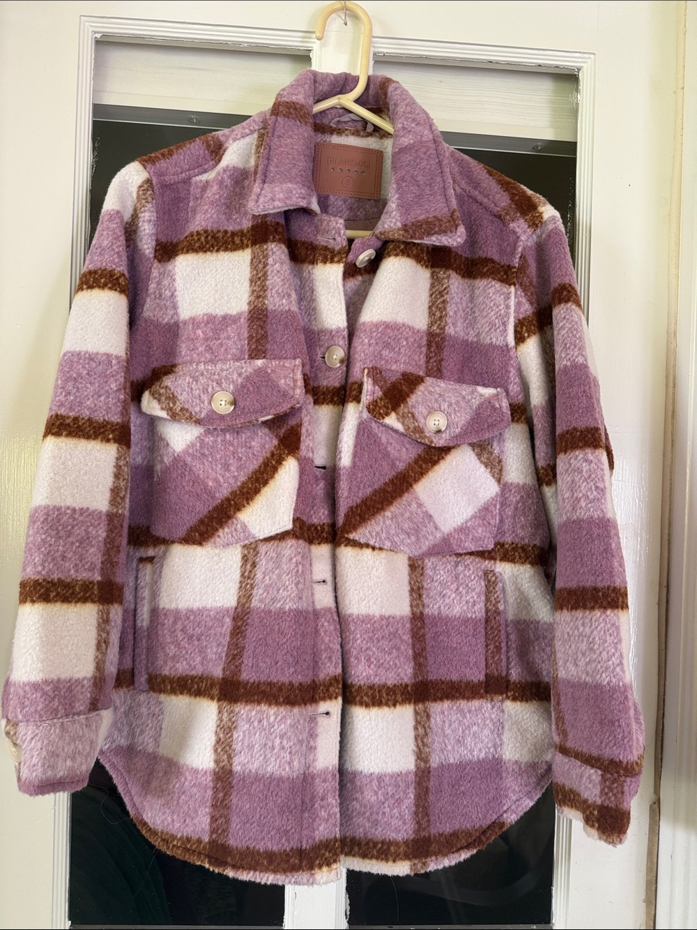 Blank NYC Lavender, Brown & White Plaid Shacket